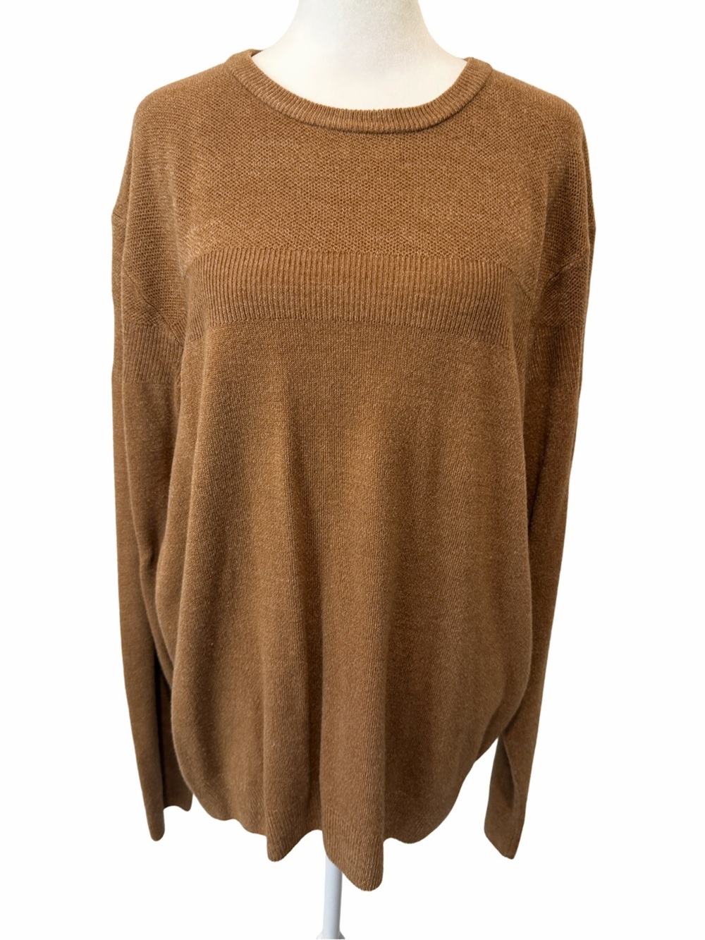 Original Weatherproof Vintage Scoop-Neck Sweater in Camel Brown. Size XL.